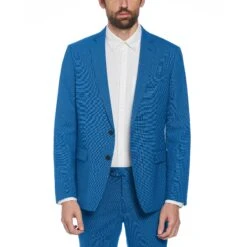 Original Penguin Blue Textured Wool Blend Two Piece Suit -Original Penguin Sales Blue Textured Wool Blend Two Piece Suit Original Penguin 4