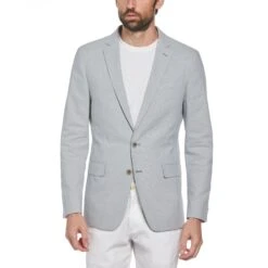 Original Penguin Green Plaid Linen Blend Chambray Jacket