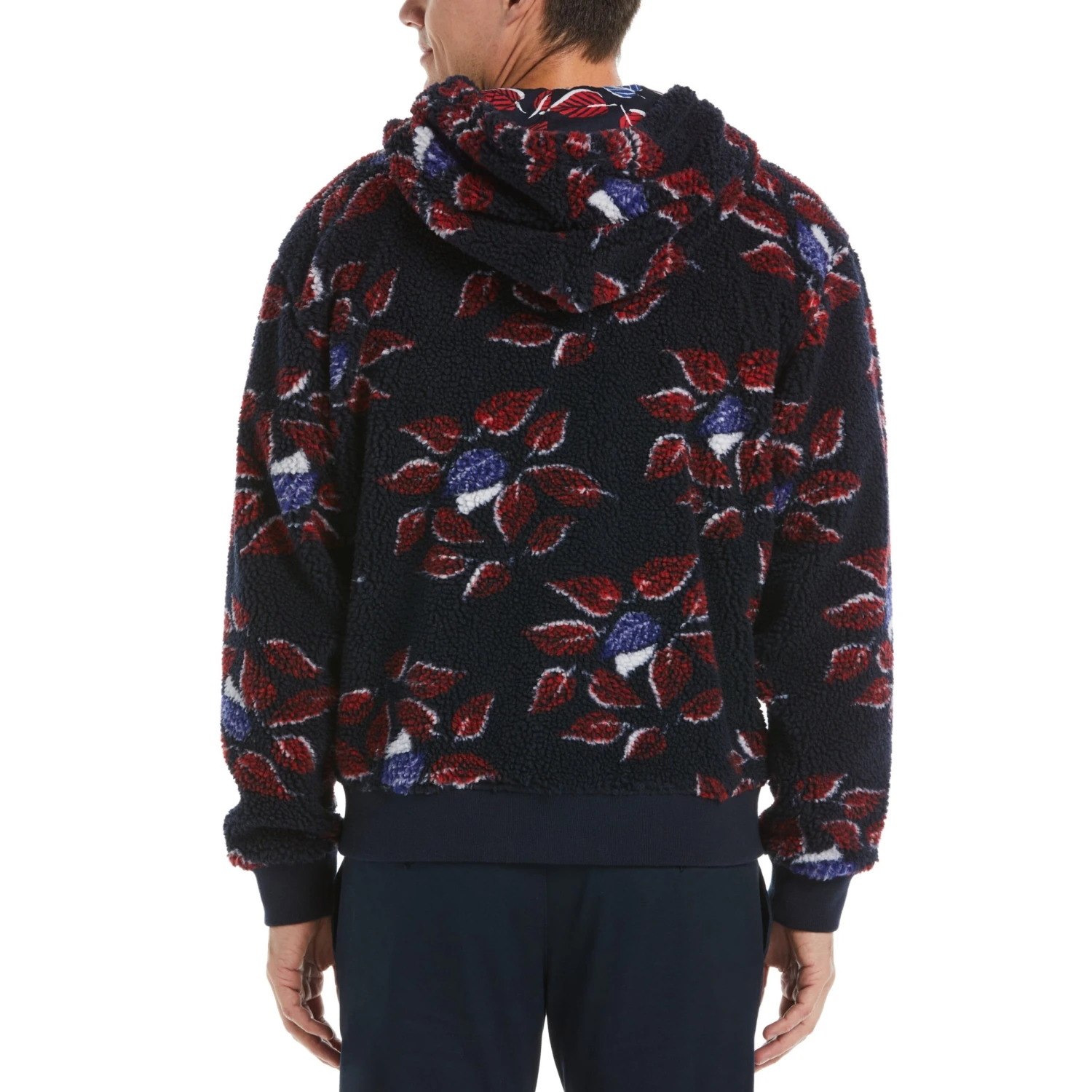 Original Penguin Leaf Print Sherpa Hoodie 4 Original Penguin Leaf Print Sherpa Hoodie - Image 2