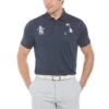 Original Penguin Mixed Media Polar Pete Print Golf Polo Shirt -Original Penguin Sales Mixed Media Polar Pete Print Golf Polo Shirt Black Iris Original Penguin