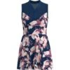 Original Penguin Women's Floral Print Tennis Dress With Mesh Yoke -Original Penguin Sales Womens Floral Print Tennis Dress with Mesh Yoke Blueberry Pancake Original Penguin
